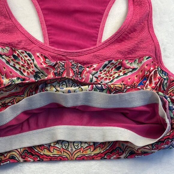 SET Of Nanette Lepore Neon Pink Paisley Cropped Leggings & Bra Sz XL - Picture 9 of 16